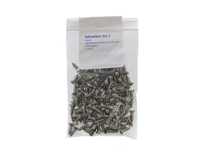Kovalex® Schraubenset 2 für Dielenclip auf Alu-UK, 100 Schrauben 3,9x13 mm, V2A, Senkkopf, 1 Bohrer 3,2 mm, 1 Bit TX15