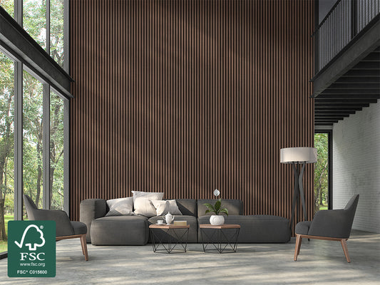 FibroTech Akustikpaneel Basic, Smoked Oak, 2440 x 605 x 22 mm (1,48 m²/Stück)