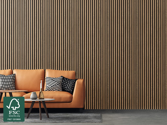 FibroTech Akustikpaneel Basic, Oiled Oak, 2440 x 605 x 22 mm (1,48 m²/Stück)