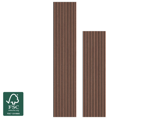 FibroTech Akustikpaneel Basic, Walnut, 2440 x 605 x 22 mm (1,48 m²/Stück)