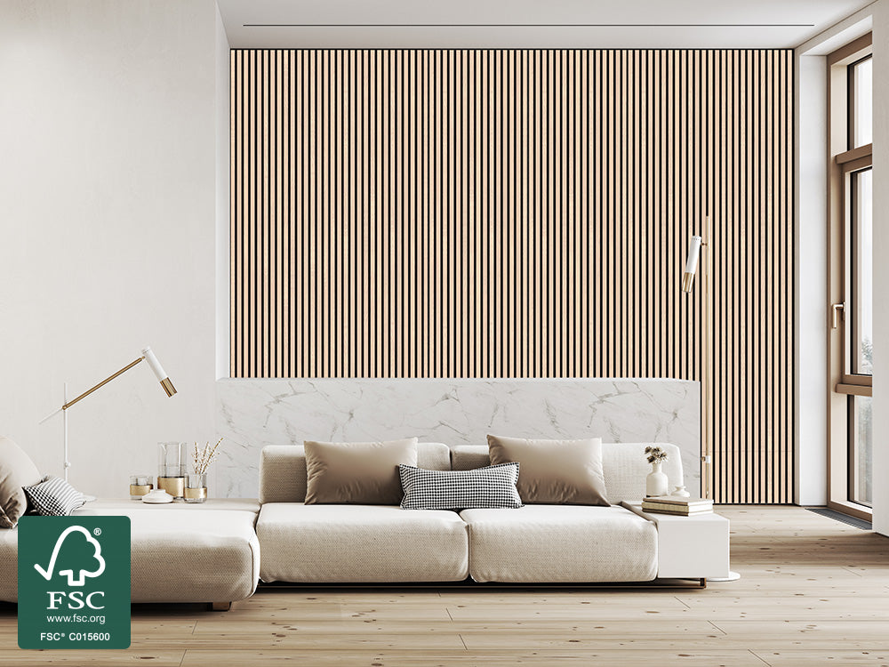 FibroTech Akustikpaneel Basic, Light Oak, 2440 x 605 x 22 mm (1,48 m²/Stück)