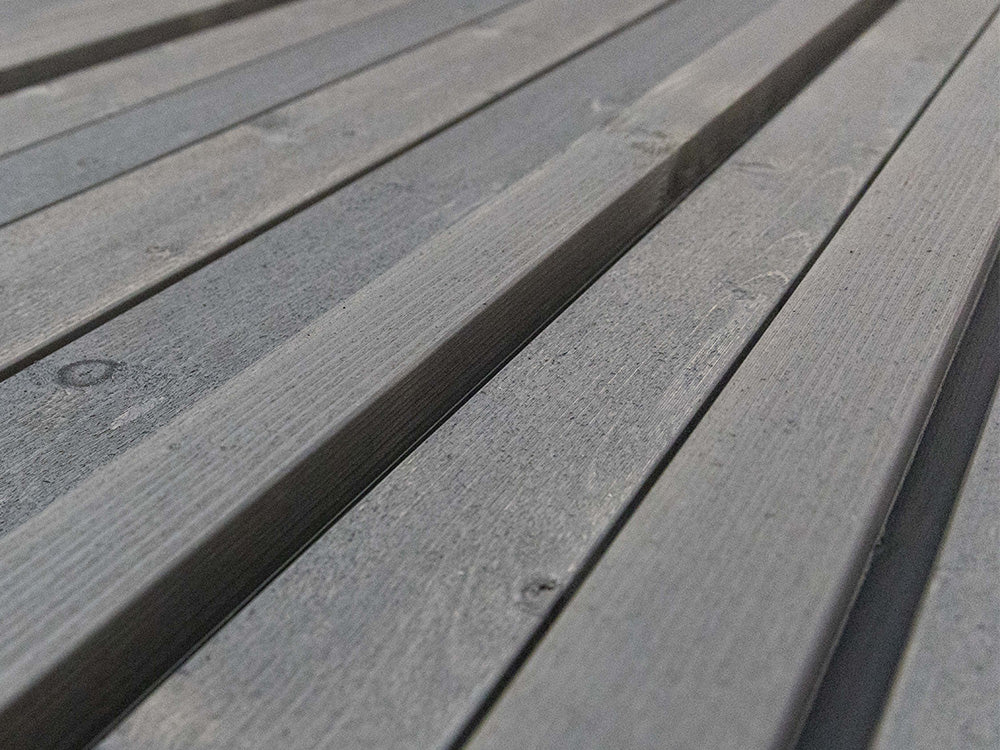Nordische Fichte 3D Fassadenprofil, 21x96 mm, KD, Sichtseite fein gesägt, endbehandelt mit Patina Holzschutzlasur, mit schwarzer Feder, Deckbreite: 86 mm