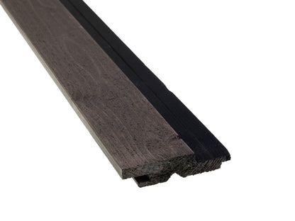 Nordische Fichte 3D Fassadenprofil, 21x96 mm, KD, Sichtseite fein gesägt, endbehandelt mit Patina Holzschutzlasur, mit schwarzer Feder, Deckbreite: 86 mm