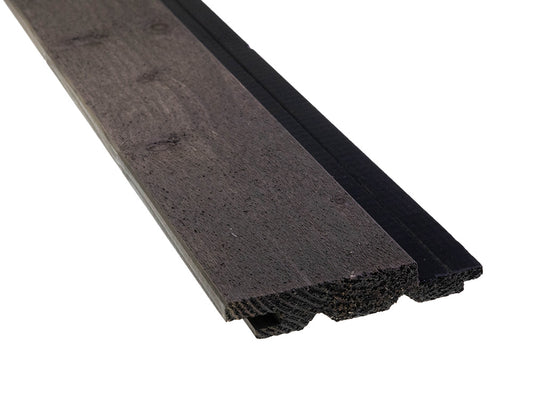 Nordische Fichte 3D Fassadenprofil, 21x121 mm, KD, Sichtseite fein gesägt, endbehandelt mit Patina Holzschutzlasur, mit schwarzer Feder, Deckbreite: 111 mm
