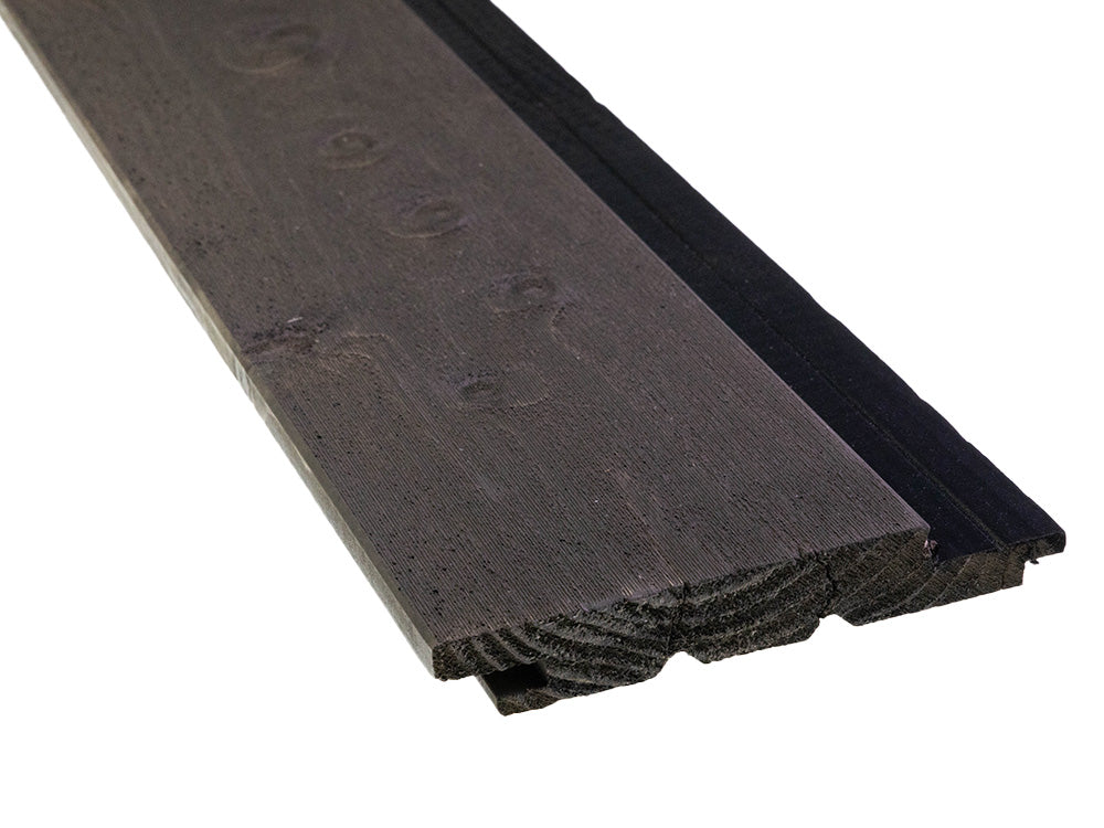 Nordische Fichte 3D Fassadenprofil, 21×146mm, KD, Sichtseite fein gesägt, endbehandelt mit Patina Holzschutzlasur, mit schwarzer Feder, Deckbreite: 136mm – Bild 3