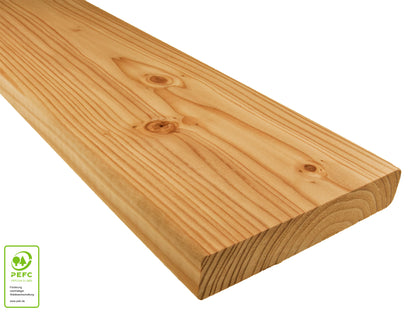 Europäische Lärche Terrassendielen, 27x143 mm, KD, glatt/glatt
