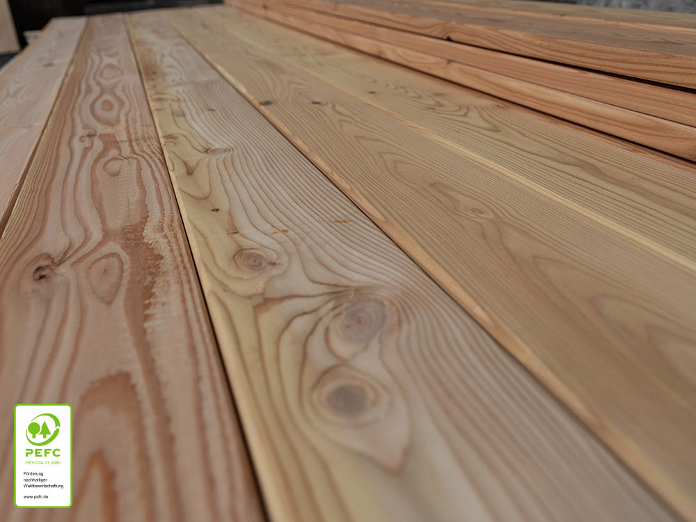 Europäische Lärche Terrassendielen, 27×143mm, KD, glatt/glatt