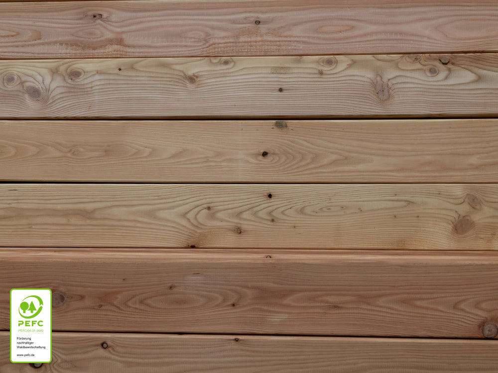 Europäische Lärche Terrassendielen, 27x143 mm, KD, glatt/glatt