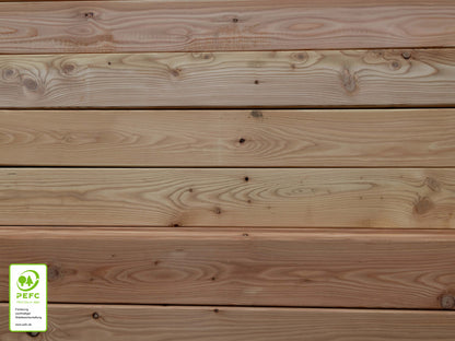Europäische Lärche Terrassendielen, 27x143 mm, KD, glatt/glatt