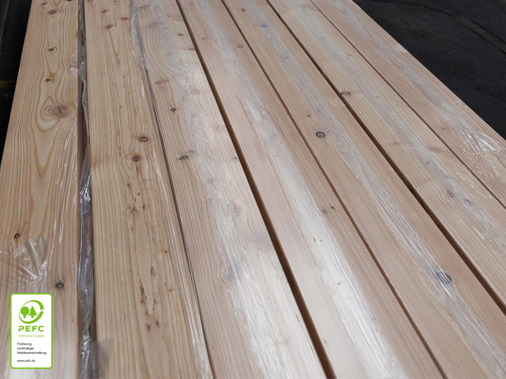 Europäische Lärche Terrassendielen, 45×143mm, KD, glatt/glatt
