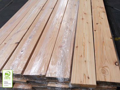 Europäische Lärche Terrassendielen, 45x143 mm, KD, glatt/glatt