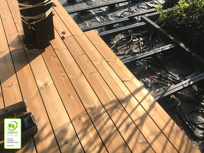 Thermokiefer Terrassendielen, 26x137 mm, glatt/glatt, seitlich genutet