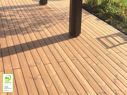 Thermokiefer Terrassendielen, 42×140mm, glatt/glatt – Bild 3