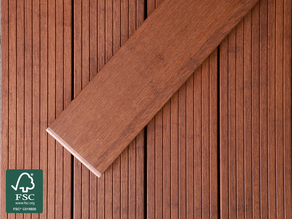Moso-Bambus Terrassendielen, 20x137 mm, fein/glatt, vorgeölt coffee, 3 Stk./Bund, mineralveredelt, seitlich genutet, stirnseitig Nut & Feder