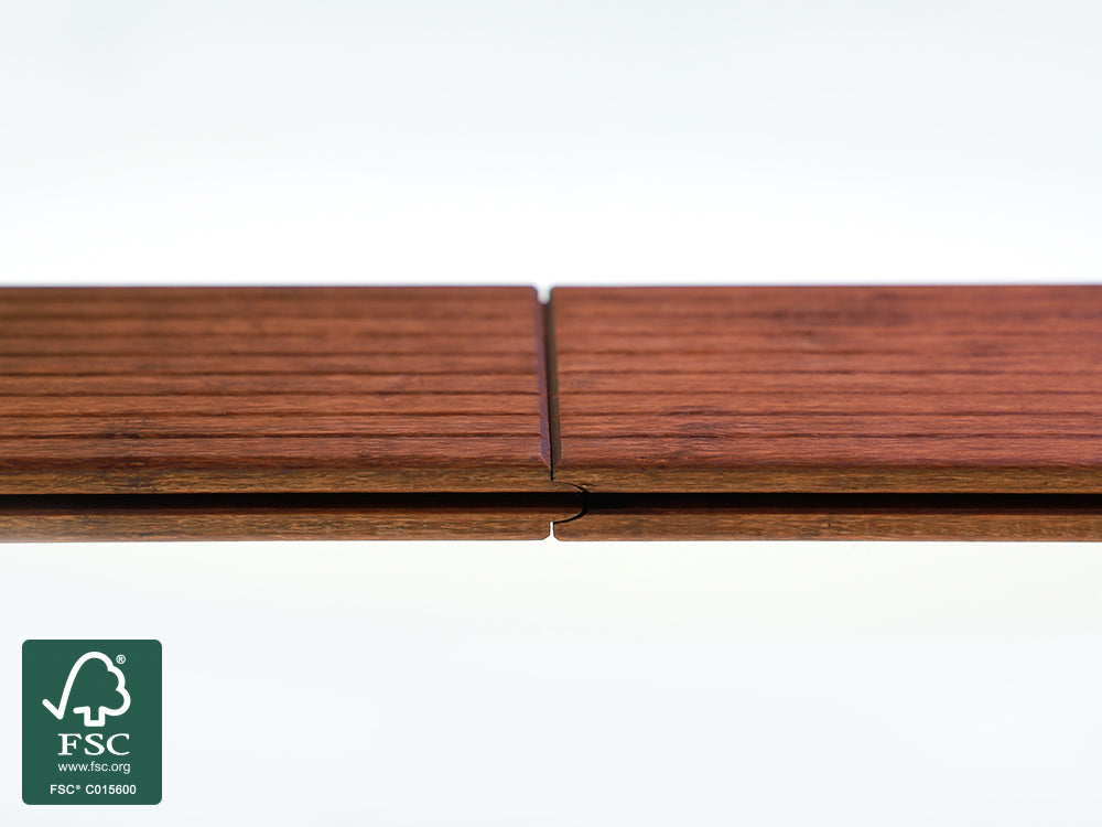 Moso-Bambus Terrassendielen, 20x137 mm, fein/glatt, vorgeölt coffee, 3 Stk./Bund, mineralveredelt, seitlich genutet, stirnseitig Nut & Feder