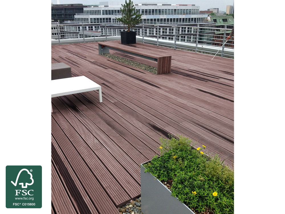 Bongossi Terrassendielen, 45x140 mm, AD, Sichtseite grob, 3-seitig egalisiert
