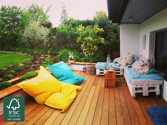 Garapa Terrassendielen, 25x90 mm,  KD, glatt/glatt
