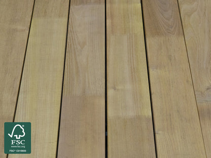 Robinie Terrassendielen, 23×118mm, KD, glatt bombiert, seitlich genutet, keilgezinkt