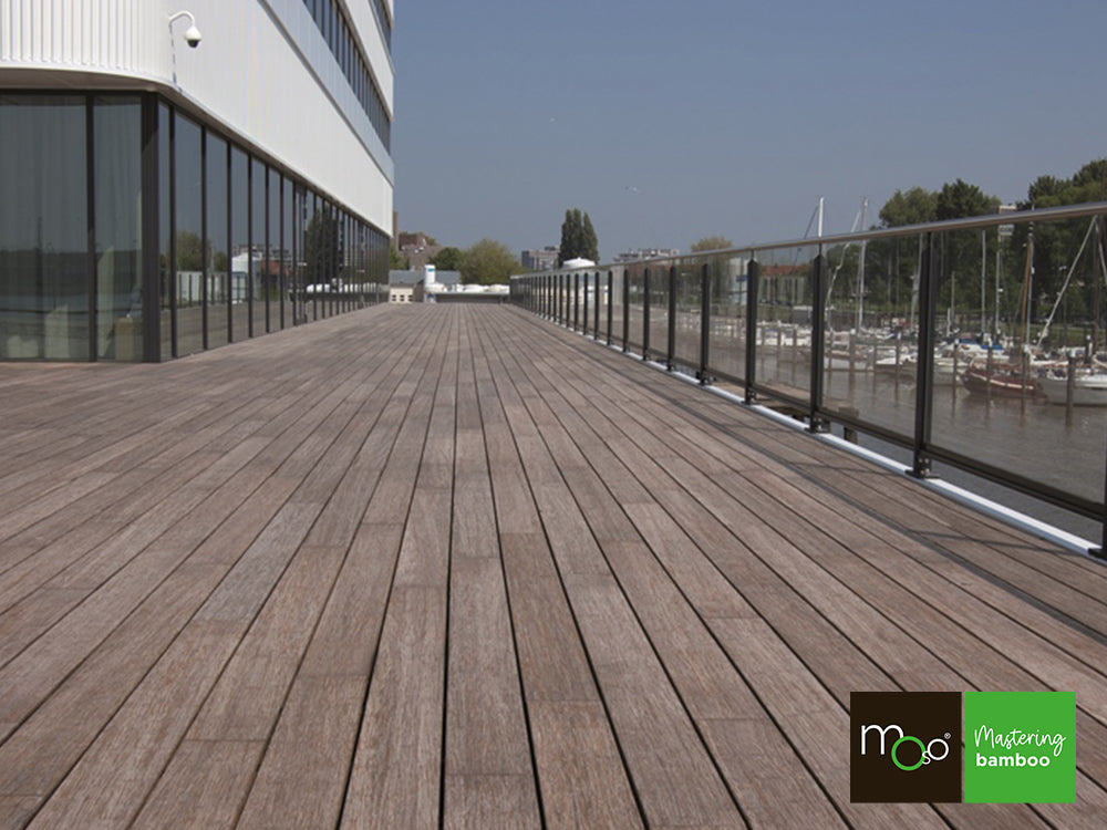 MOSO® Bambus Terrassendielen, 20×178mm, Bamboo X-treme®, bombiert gebürstet, geölt mit Woca, einseitig nutzbar