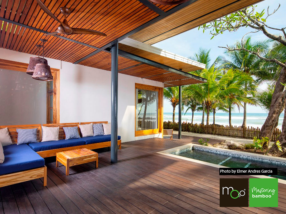 MOSO® Bambus Terrassendielen, 20x155 mm, Bamboo X-treme®, bombiert, geölt mit Woca, einseitig nutzbar