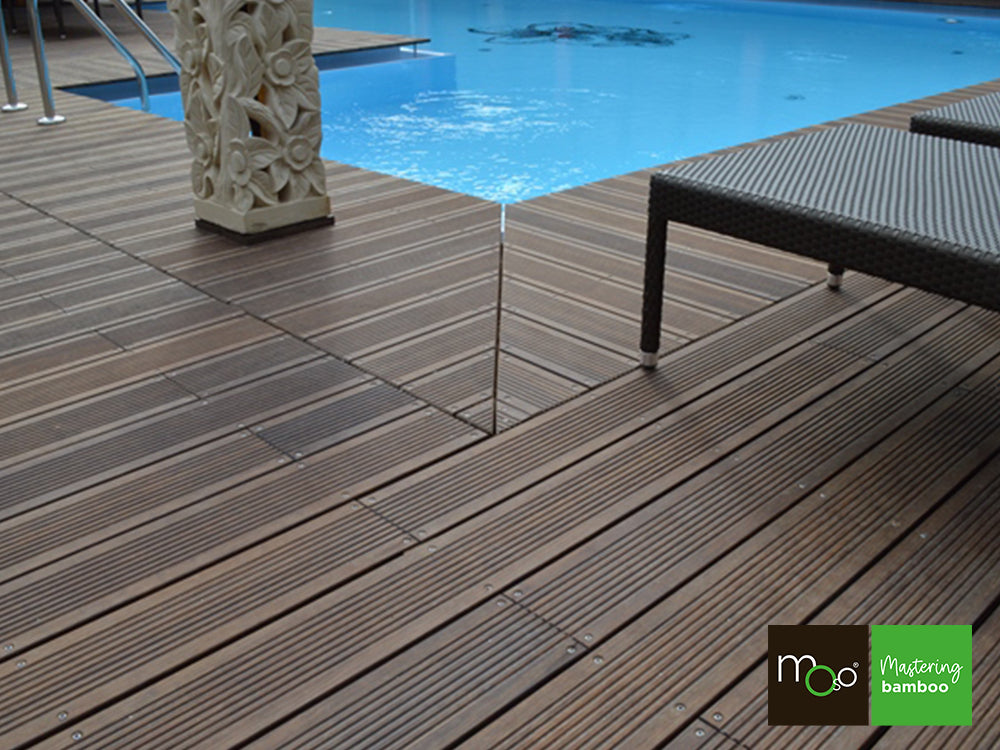MOSO® Bambus Terrassendielen, 18x137 mm, Bamboo X-treme®, grob/glatt, geölt mit Woca