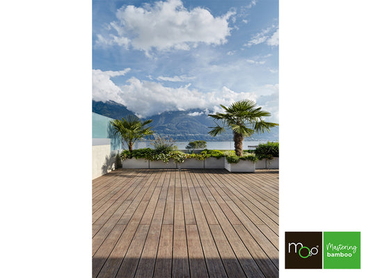 MOSO® Bambus Terrassendielen, 20x155 mm, Bamboo X-treme®, bombiert, gebürstet, geölt mit Woca, einseitig nutzbar