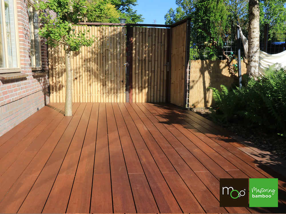 MOSO® Bambus Terrassendielen, 20x155 mm, Bamboo N-durance®, bombiert, geölt mit Woca, einseitig nutzbar