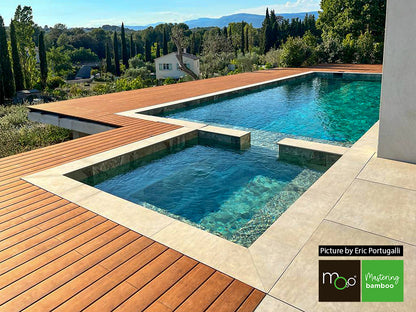 MOSO® Bambus Terrassendielen, 20x155 mm, Bamboo N-durance®, bombiert, geölt mit Woca, einseitig nutzbar