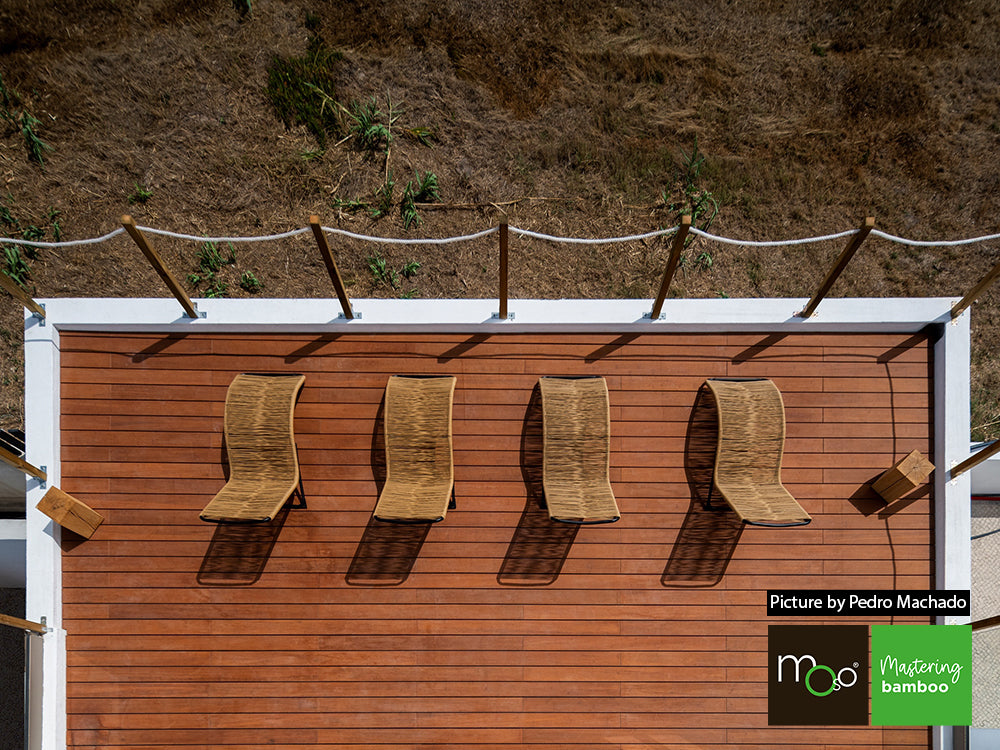 MOSO® Bambus Terrassendielen, 20x155 mm, Bamboo N-durance®, bombiert, geölt mit Woca, einseitig nutzbar