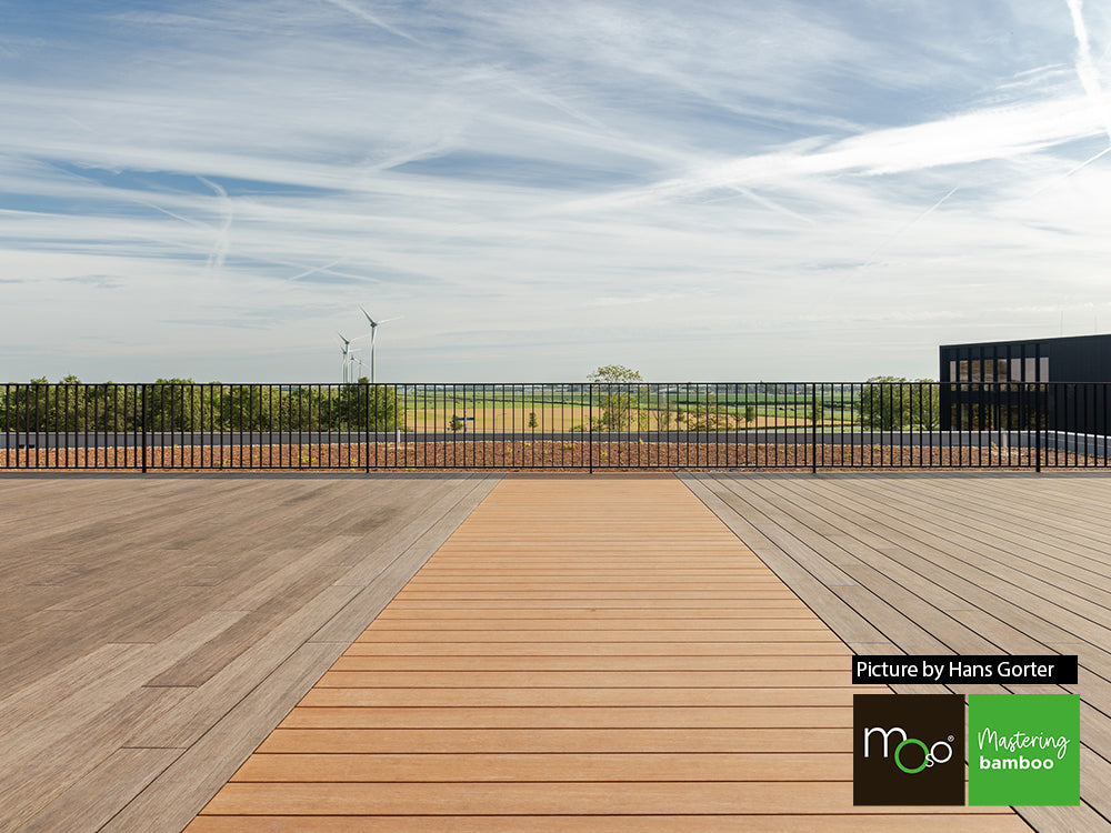 MOSO® Bambus Terrassendielen, 20x155 mm, Bamboo N-durance®, bombiert, geölt mit Woca, einseitig nutzbar