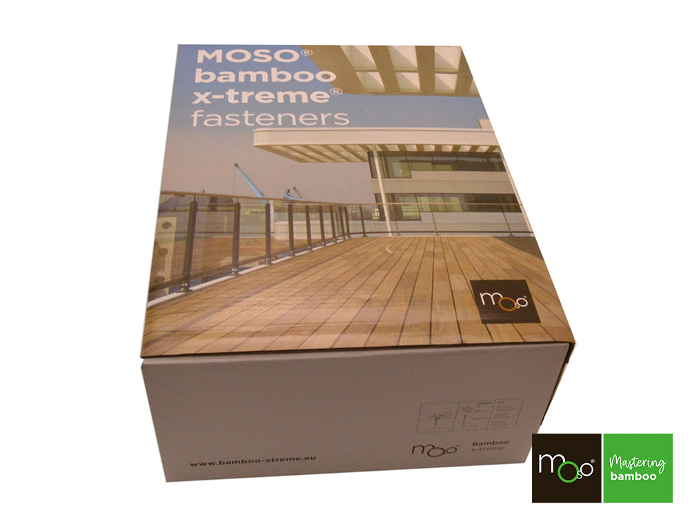 MOSO® Terrassendielen-Clips, asymmetrisch, V2A, braun, inkl. Schrauben & Bit, 90 Stück/VE