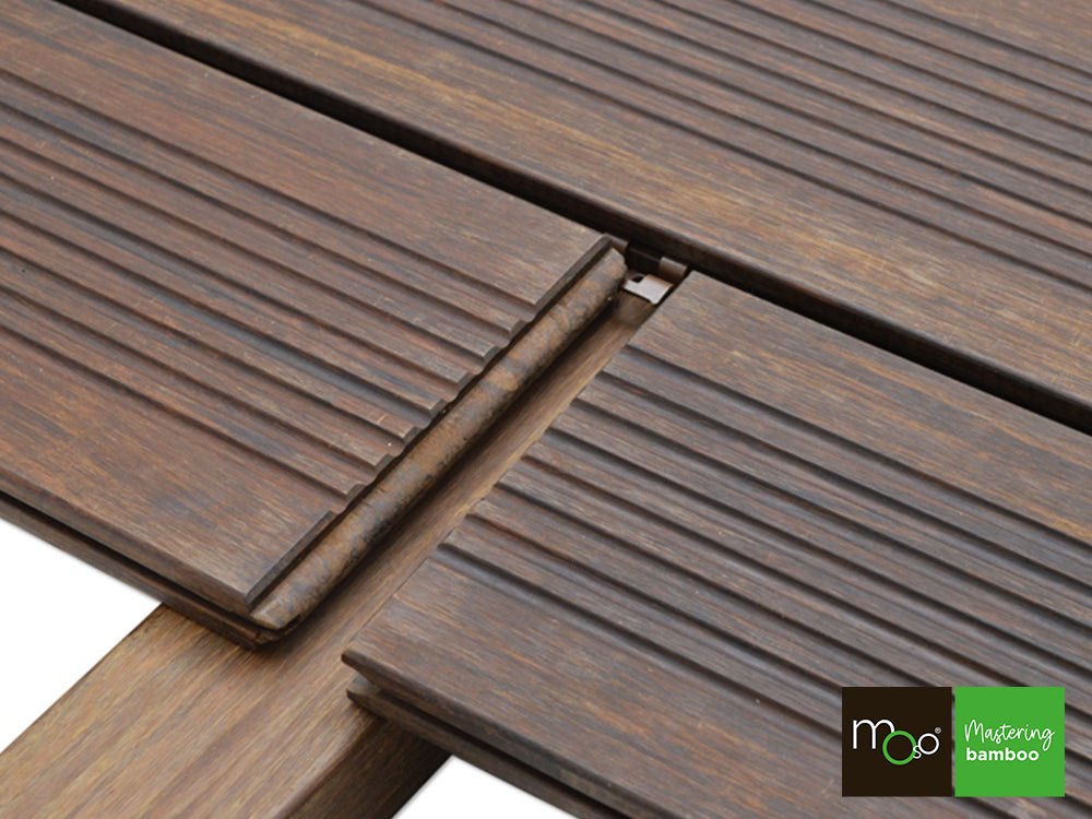 MOSO® Terrassendielen-Clips, asymmetrisch, V2A, braun, inkl. Schrauben & Bit, 90 Stück/VE