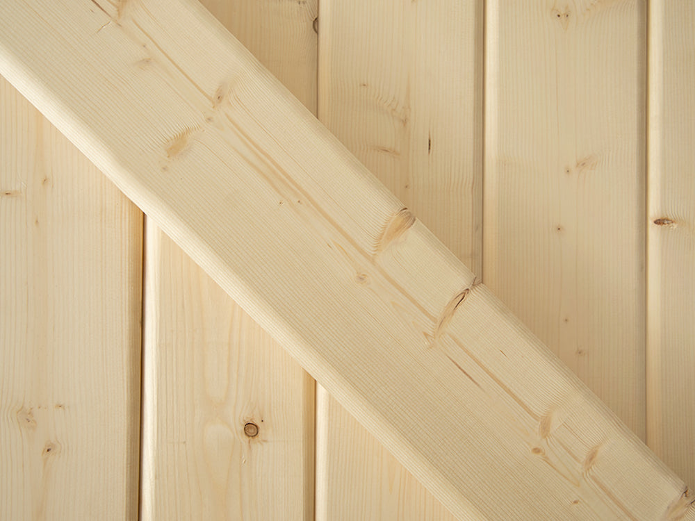 45x121 mm nordische Fichte/Tanne Blockbohlen für den Saunabau, unbehandelt, Doppelnut & -feder