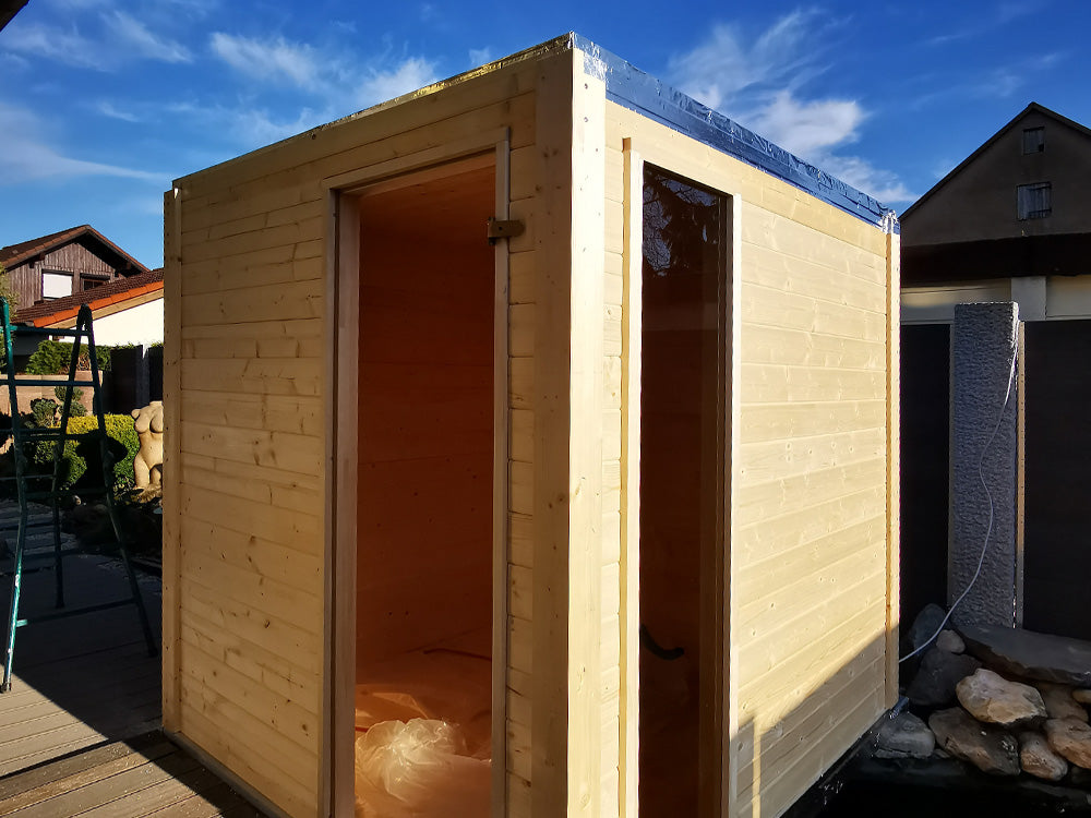 45x121 mm nordische Fichte/Tanne Blockbohlen für den Saunabau, unbehandelt, Doppelnut & -feder – Bild 4
