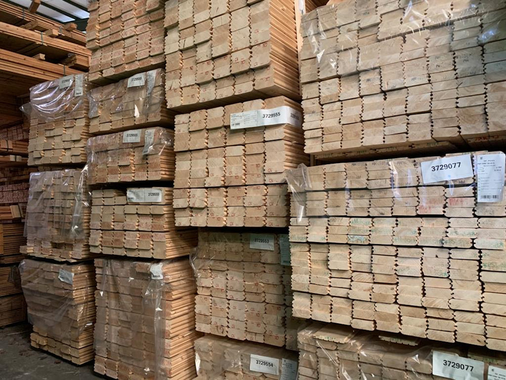 68x146 mm nordische Fichte/Tanne Blockbohlen für den Saunabau, unbehandelt, doppelt Nut & Feder – Bild 2