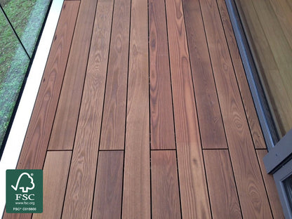 KAHRS Thermoesche Terrassendielen, 20x115 mm, seitlich genutet, Sichtseite glatt gehobelt, Rückseite egalisiert