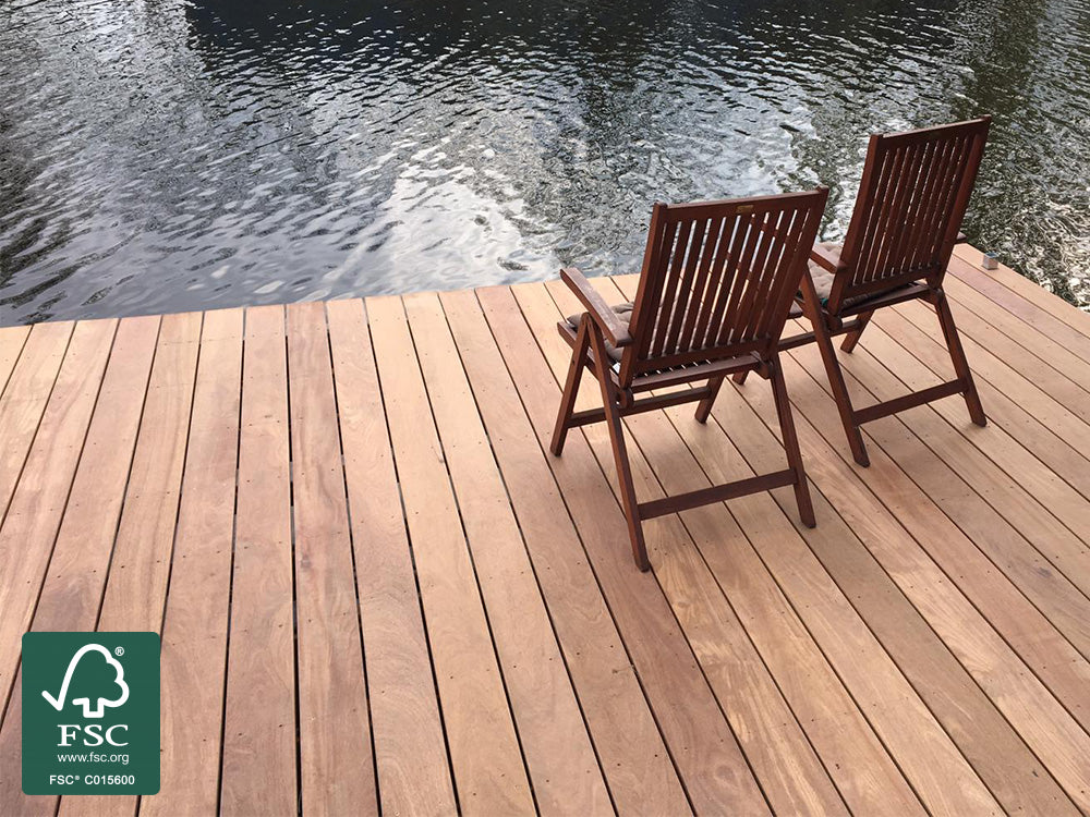 Cumaru Terrassendielen, 21x145 mm, KD, glatt/glatt