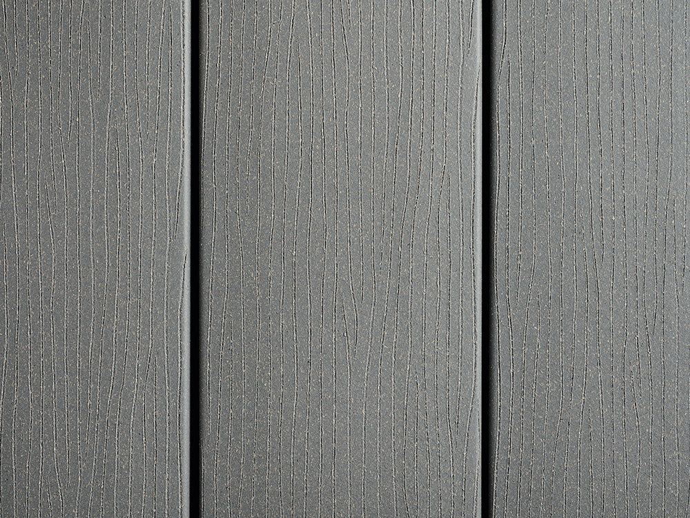 22x120 mm "Die Smarte Klick", WPC, grau, geprägte Oberfläche, ungebürstet, Null-Grad-Diele, einseitig verlegbar
