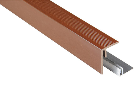 Kovalex® Seitenabschluss WPC als Set, 47x62 mm, braun, 2,50m lang, für 26mm WPC-Dielen, inkl. Alu-Befestigungsprofil