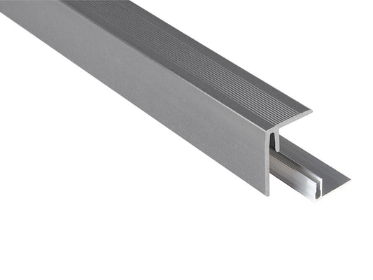 Kovalex® Seitenabschluss WPC als Set, 47x62 mm, grau, 2,50m lang, für 26mm WPC-Dielen, inkl. Alu-Befestigungsprofil