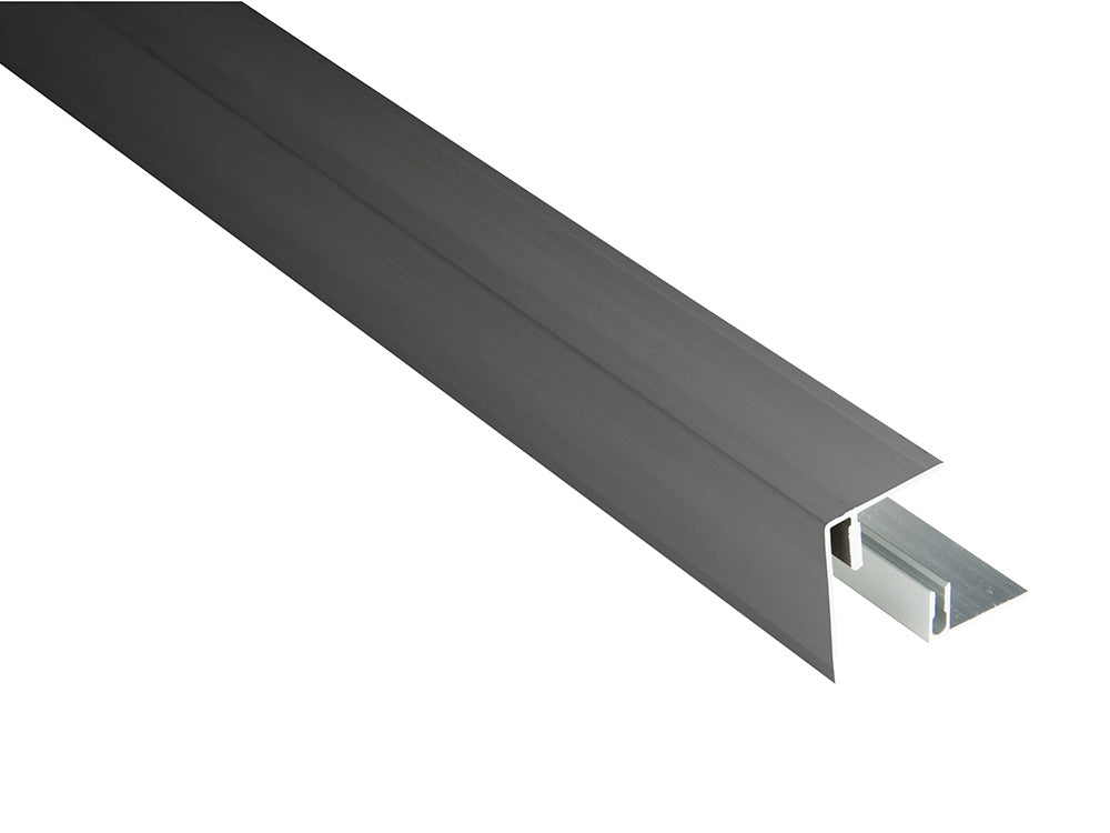 Kovalex® Seitenabschluss Alu als Set, 45x59 mm, anthrazit, 2,50m lang, für 20/26 mm WPC-Dielen, inkl. Alu-Befestigungsprofil