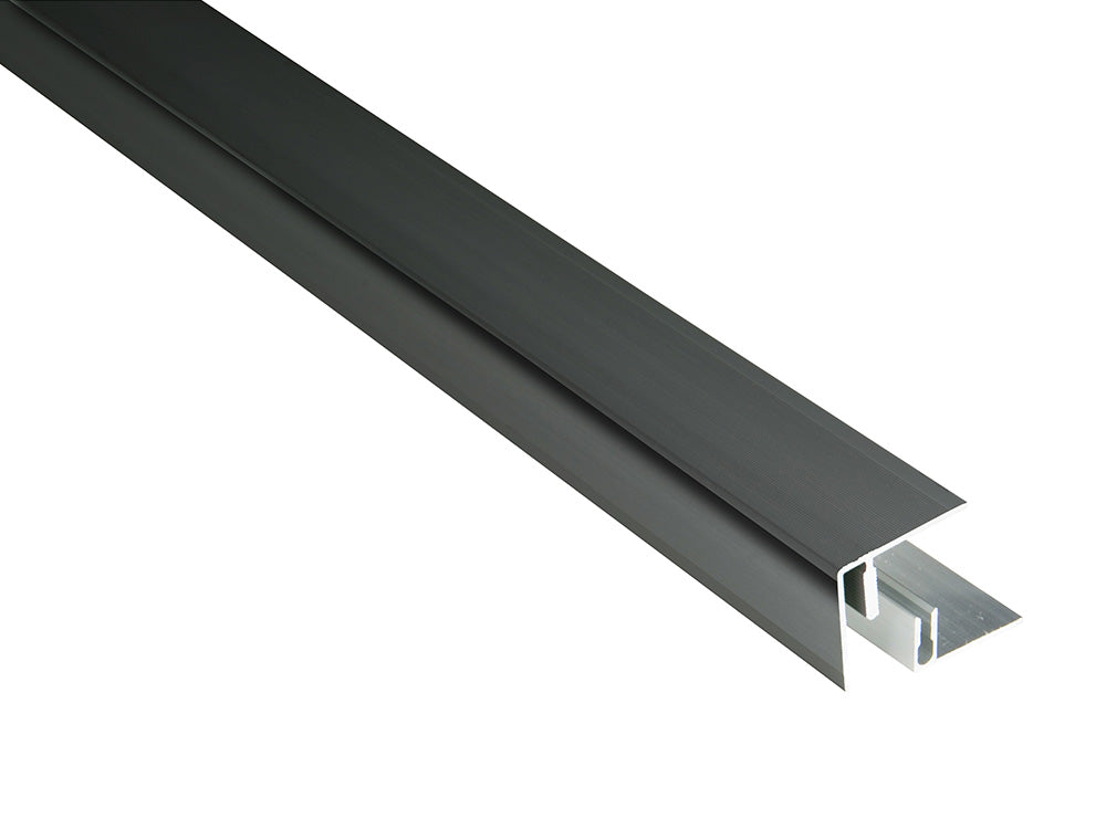 Kovalex® Seitenabschluss Alu als Set, 41x45 mm, anthrazit, 2,50m lang, für 20/26 mm WPC-Dielen, inkl. Alu-Befestigungsprofil, kompatibel mit 12x63 mm Alu-UK