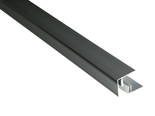 Kovalex® Seitenabschluss Alu als Set, 41x45 mm, anthrazit, 2,50m lang, für 20/26 mm WPC-Dielen, inkl. Alu-Befestigungsprofil, kompatibel mit 12x63 mm Alu-UK