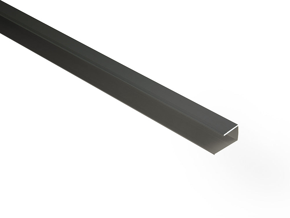 Kovalex® Seitenabschluss Alu, 24x27(42) mm, anthrazit, U-Profil für 20mm WPC-Dielen, nur für die Stirnseiten der Dielen geeignet
