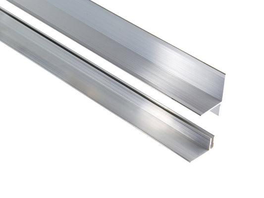 Kovalex® Wandabschluss Alu als Set, 40x40 mm silber, 2,50m lang, für 20/26mm WPC-Dielen inkl. Alu-Befestigungsprofil