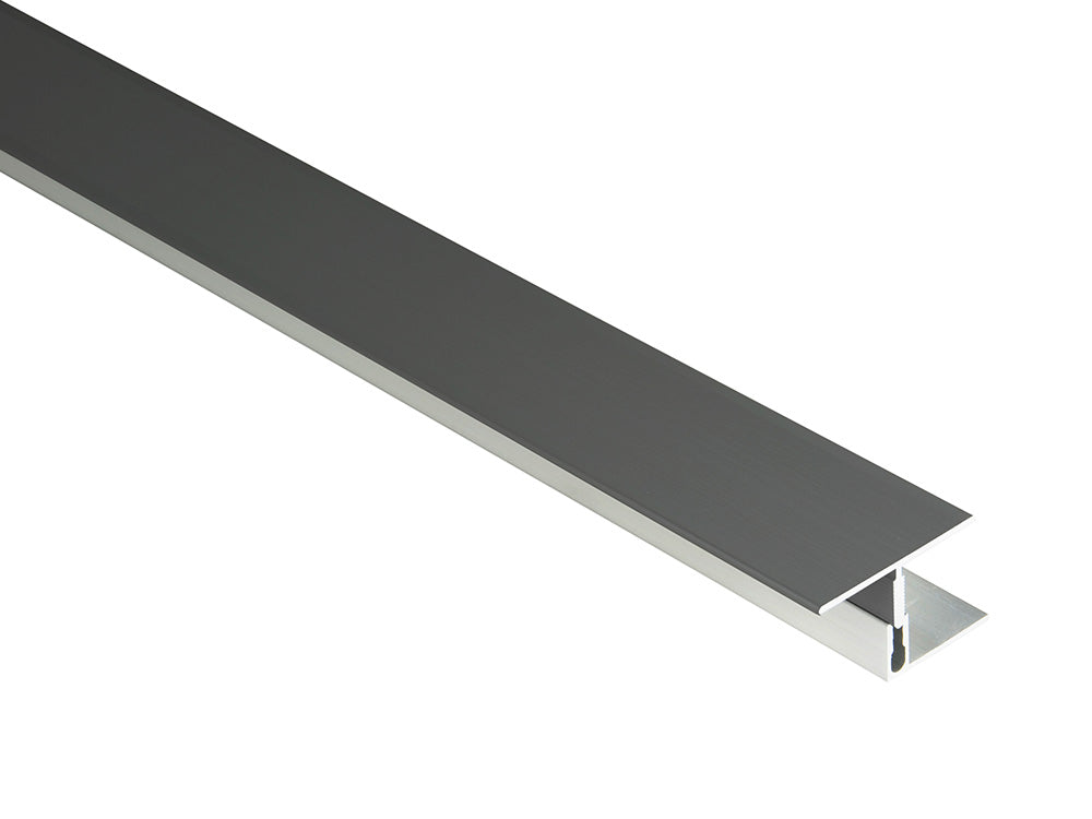 Kovalex® Übergangsprofil Alu als Set, 23x60 mm anthrazit, 2,50m lang, für 20/26mm WPC-Dielen, inkl. Alu-Befestigungsprofil