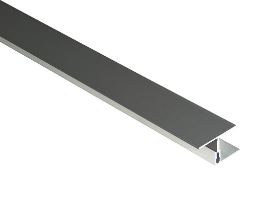 Kovalex® Übergangsprofil Alu als Set, 23x60 mm anthrazit, 2,50m lang, für 20/26mm WPC-Dielen, inkl. Alu-Befestigungsprofil