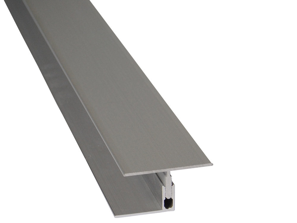 Kovalex® Übergangsprofil Alu als Set, 23x60 mm silber, 2,50m lang, für 20/26mm WPC-Dielen, inkl. Alu-Befestigungsprofil