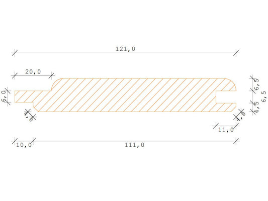 Nordische Fichte/Tanne Kombiprofil, 18x121mm 1-seitig Softline, 1-seitig Fasebrett, gehobelt Oberfläche gehobelt