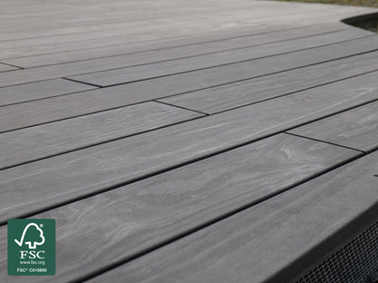 Accoya® Color Grey Terrassendielen, 25×142mm, A1, KD, glatt/egalisiert, seitlich genutet